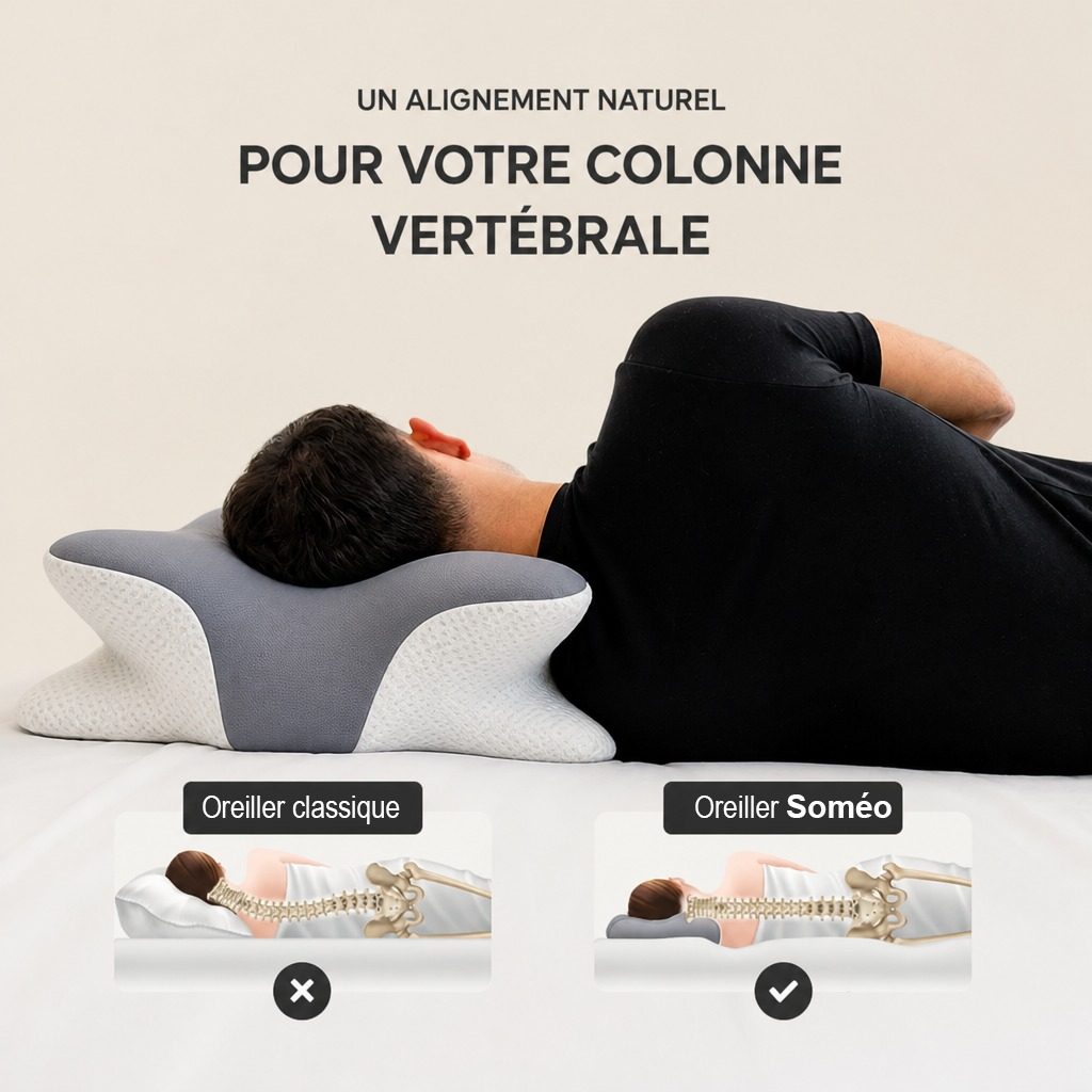 Alignement de la colonne avec Soméo comparé à un oreiller classique